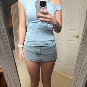 Princess Polly Light Blue Beller Top